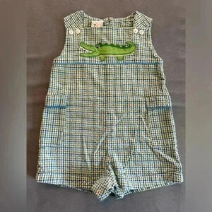 ZU Alligator plaid seersucker baby boy romper jonjon